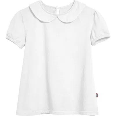 City Threads Kids'  Soft Cotton Jersey Peter Pan Collar Short Sleeve Puff Tee In White