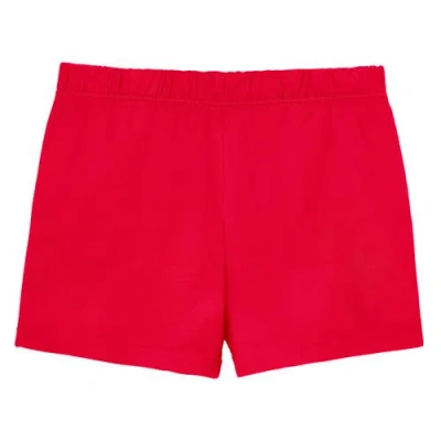 City Threads Kids'  Soft Cotton Upf 50+ Jersey Pocket Shorts In Red