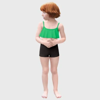 City Threads Kids'  Upf 50+ Flounce Bikini Top In Green