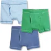 City Threads Usa-made Boys Soft Cotton Boxer Briefs 3-pack In Blue