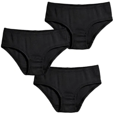 City Threads Usa-made Kids'  Girls Soft Cotton Brief 3-pack In Black
