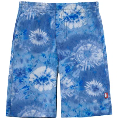 City Threads Usa-made Soft Stretch Upf 50+ Recycled Polyester Below-the-knee Printed Swim Board Shor In Blue