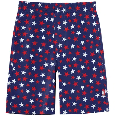 City Threads Usa-made Babies'  Soft Stretch Upf 50+ Recycled Polyester Below-the-knee Printed Swim Board Shor In Blue