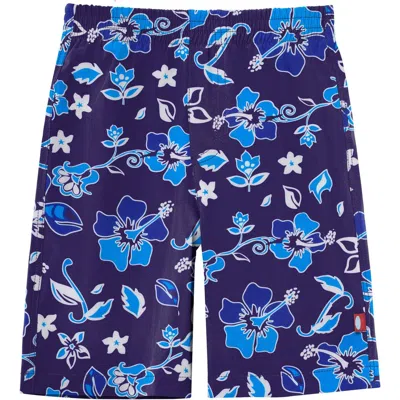 City Threads Usa-made Babies'  Soft Stretch Upf 50+ Recycled Polyester Below-the-knee Printed Swim Board Shor In Blue