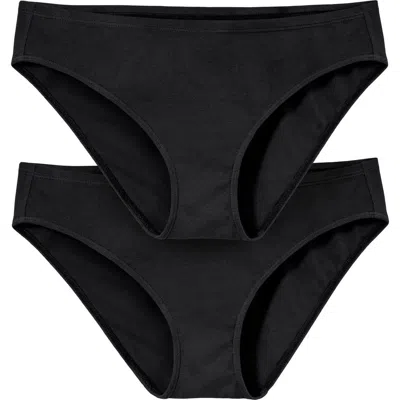 City Threads Usa-made 100% Organic Soft Cotton Bikini Underwear 2-pack In Black