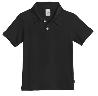 City Threads Usa-made Baby Boys Soft Cotton Jersey 2-button Short Sleeve Polo Shirt In Black