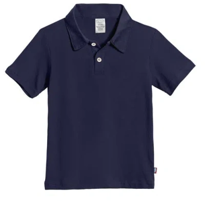 City Threads Usa-made Baby Boys Soft Cotton Jersey 2-button Short Sleeve Polo Shirt In Blue