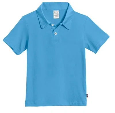 City Threads Usa-made Baby Boys Soft Cotton Jersey 2-button Short Sleeve Polo Shirt In Blue