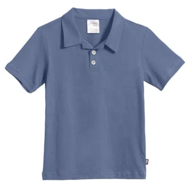 City Threads Usa-made Baby Boys Soft Cotton Jersey 2-button Short Sleeve Polo Shirt In Blue