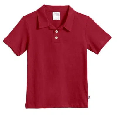 City Threads Usa-made Baby Boys Soft Cotton Jersey 2-button Short Sleeve Polo Shirt In Red