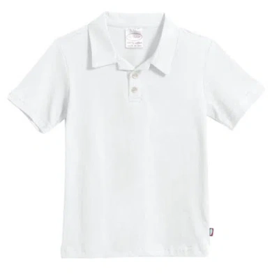 City Threads Usa-made Baby Boys Soft Cotton Jersey 2-button Short Sleeve Polo Shirt In White