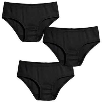 City Threads Usa-made Baby Girls Soft 100% Organic Cotton Briefs, 3-pack In Black