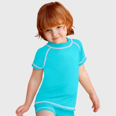 City Threads Usa-made Baby Girls Upf 50+ Short Sleeve Rashguard In Blue