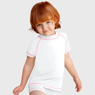 City Threads Usa-made Baby Girls Upf 50+ Short Sleeve Rashguard In White