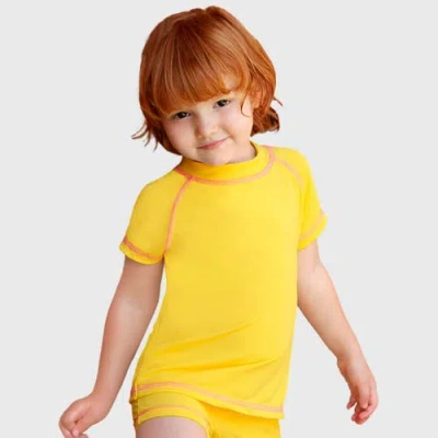 City Threads Usa-made Baby Girls Upf 50+ Short Sleeve Rashguard In Yellow