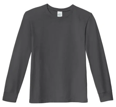 City Threads Usa-made Kids'  Boys 100% Soft Cotton Medium-weight Long Sleeve Tee With Cuffs In Charcoal