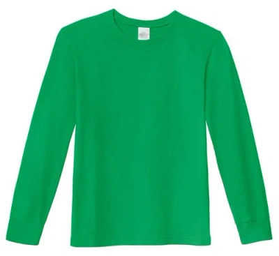 City Threads Usa-made Kids'  Boys 100% Soft Cotton Medium-weight Long Sleeve Tee With Cuffs In Elf Green