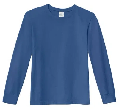 City Threads Usa-made Kids'  Boys 100% Soft Cotton Medium-weight Long Sleeve Tee With Cuffs In Smurf Blue