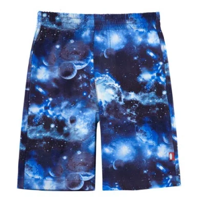City Threads Usa-made Kids'  Boys Soft Stretch Upf 50+ Recycled Polyester Below-the-knee Printed Swim Board In Blue