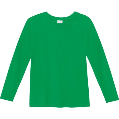 City Threads Usa-made Kids'  Boys Super-soft 100% Organic Cotton Raglan Long Sleeve Tee In Elf Green
