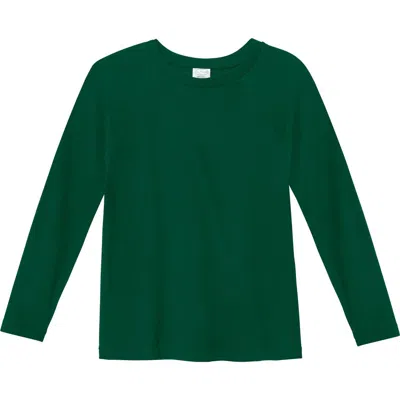 City Threads Usa-made Kids'  Boys Super-soft 100% Organic Cotton Raglan Long Sleeve Tee In Forest Green