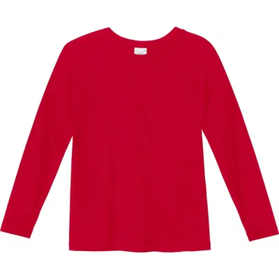 City Threads Usa-made Kids'  Boys Super-soft 100% Organic Cotton Raglan Long Sleeve Tee In Red
