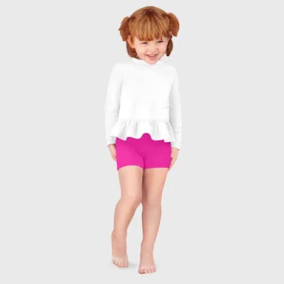 City Threads Usa-made Kids'  Girls Swim Peplum Upf 50+ Long Sleeve Rashguard Tee In Multi