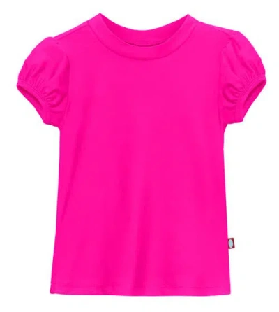 City Threads Usa-made Kids'  Girls Upf 50+ Puff Sleeve Rashguard In Pink