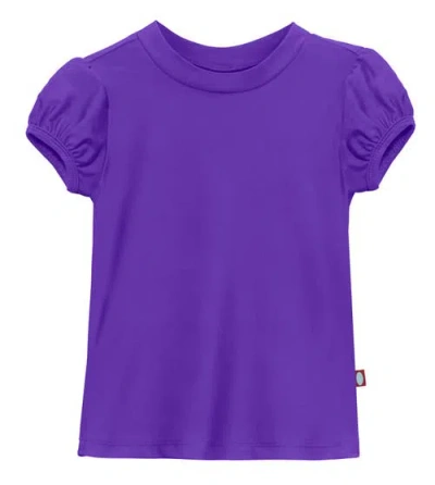 City Threads Usa-made Kids'  Girls Upf 50+ Puff Sleeve Rashguard In Purple