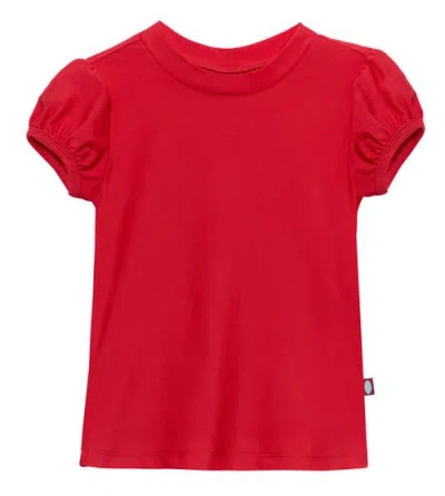 City Threads Usa-made Kids'  Girls Upf 50+ Puff Sleeve Rashguard In Red
