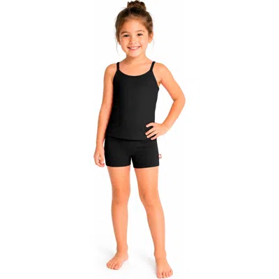 City Threads Usa-made Babies'  Girls Upf 50+ Swim Cami & Boy Short 2-piece Set In Black