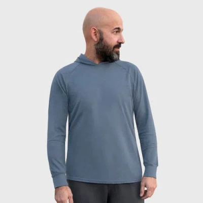 City Threads Usa-made Mens 100% Cotton Midweight Long Sleeve Hooded T-shirt With Cuffed Sleeves In Blue