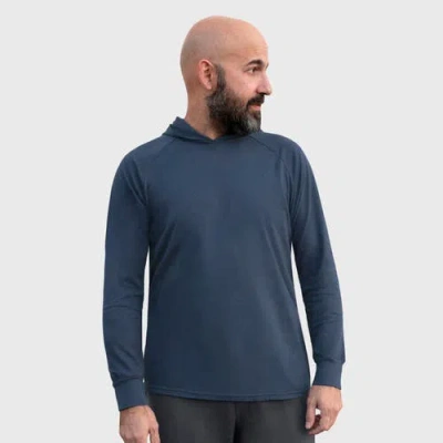 City Threads Usa-made Mens 100% Cotton Midweight Long Sleeve Hooded T-shirt With Cuffed Sleeves In Blue