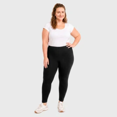City Threads Usa-made Soft 100% Cotton Plus Size Leggings In Black
