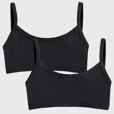 City Threads Usa-made Kids'  Soft 100% Cotton Training Bra In Black/black