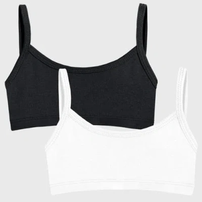City Threads Usa-made Kids'  Soft 100% Cotton Training Bra In Black/white