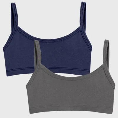 City Threads Usa-made Kids'  Soft 100% Cotton Training Bra In Charcoal/navy