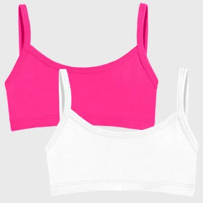 City Threads Usa-made Kids'  Soft 100% Cotton Training Bra In Hot Pink/white