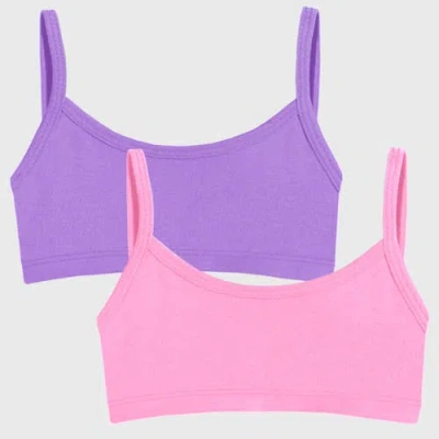 City Threads Usa-made Kids'  Soft 100% Cotton Training Bra In Purple/bubblegum