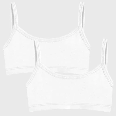 City Threads Usa-made Kids'  Soft 100% Cotton Training Bra In White/white