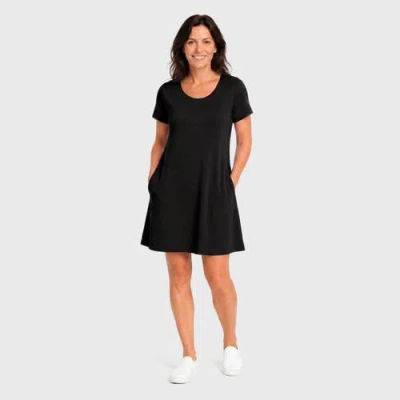 City Threads Usa-made Soft 100% Supima Cotton T-shirt Pocket Cover-up Dress In Black