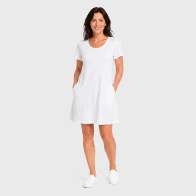 City Threads Usa-made Soft 100% Supima Cotton T-shirt Pocket Cover-up Dress In White