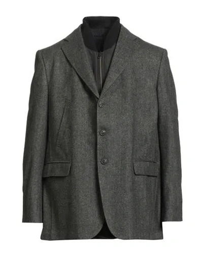 City Time Man Blazer Charcoal Size 48 Cotton, Wool, Polyester, Linen In Gray
