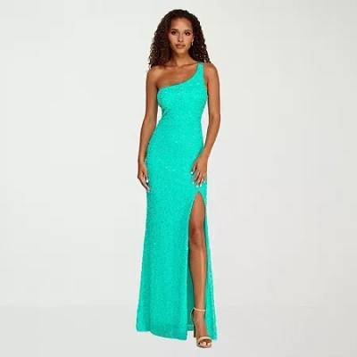 City Triangle Womens Juniors Beaded Cut Outs Sequin Bodycon Dress In Blue