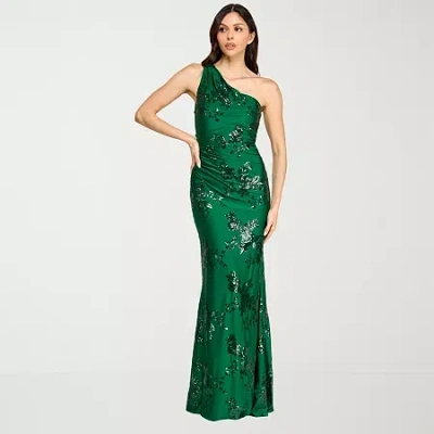 City Triangle Womens Juniors Embellished Sequin Bodycon Dress In Green