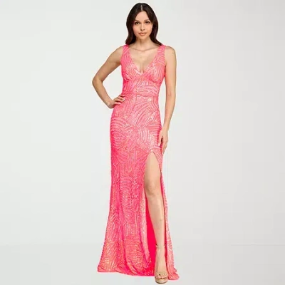 City Triangle Womens Juniors Sequin Bodycon Dress In Pink