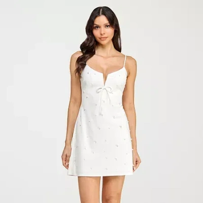 City Triangle Womens Juniors Short Sleeve A-line Dress In White