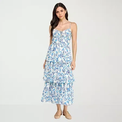 City Triangle Womens Juniors Sleeveless A-line Dress In Blue