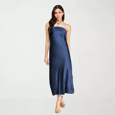 City Triangle Womens Juniors Sleeveless A-line Dress In Blue