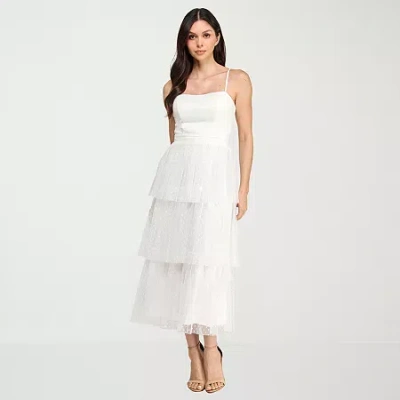 City Triangle Womens Juniors Sleeveless A-line Dress In White